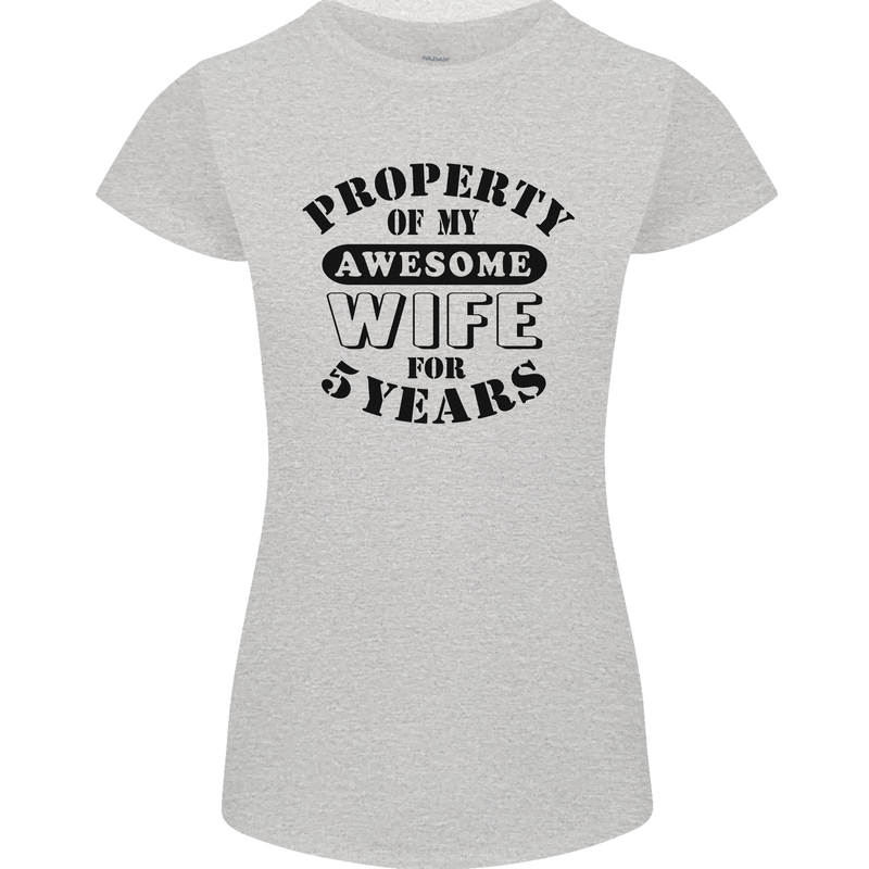 5th Wedding Anniversary 5 Year Funny Wife Womens Petite Cut T-Shirt Sports Grey