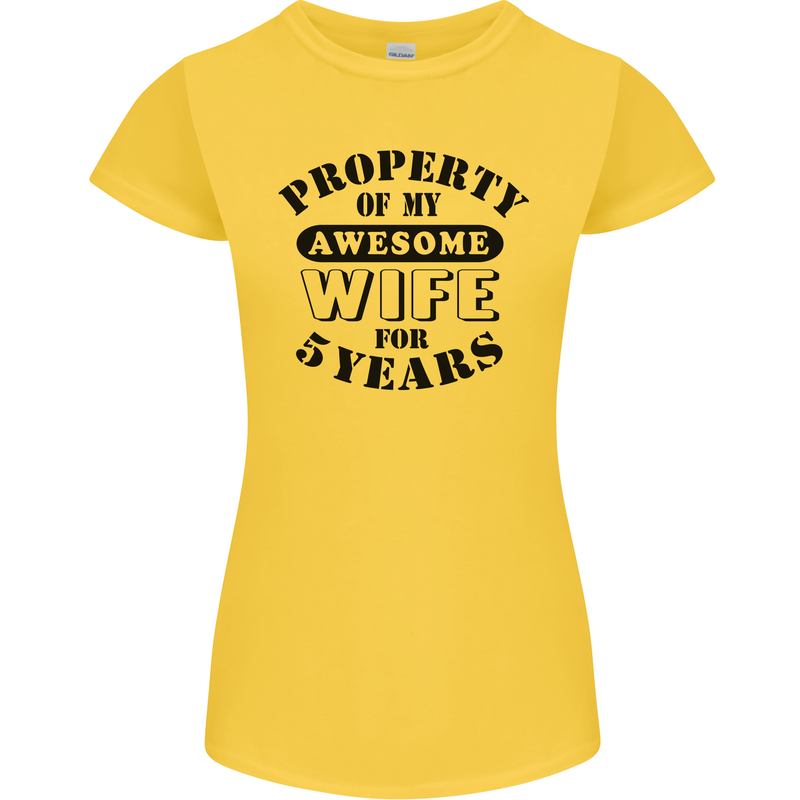 5th Wedding Anniversary 5 Year Funny Wife Womens Petite Cut T-Shirt Yellow