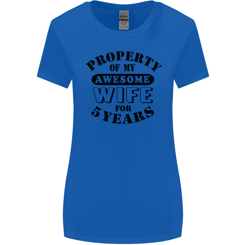 5th Wedding Anniversary 5 Year Funny Wife Womens Wider Cut T-Shirt Royal Blue