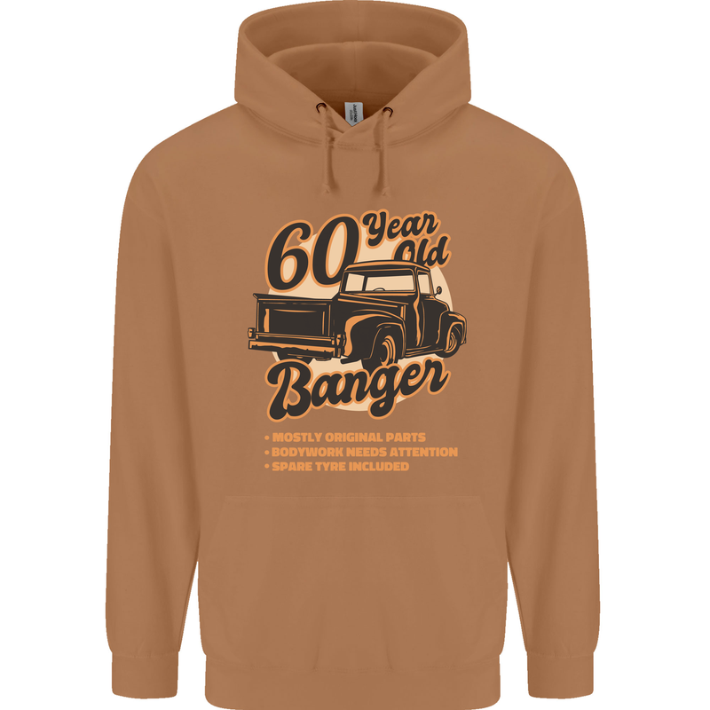 60 Year Old Banger Birthday 60th Year Old Mens 80% Cotton Hoodie Caramel Latte