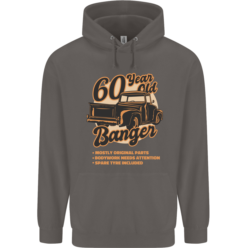 60 Year Old Banger Birthday 60th Year Old Mens 80% Cotton Hoodie Charcoal