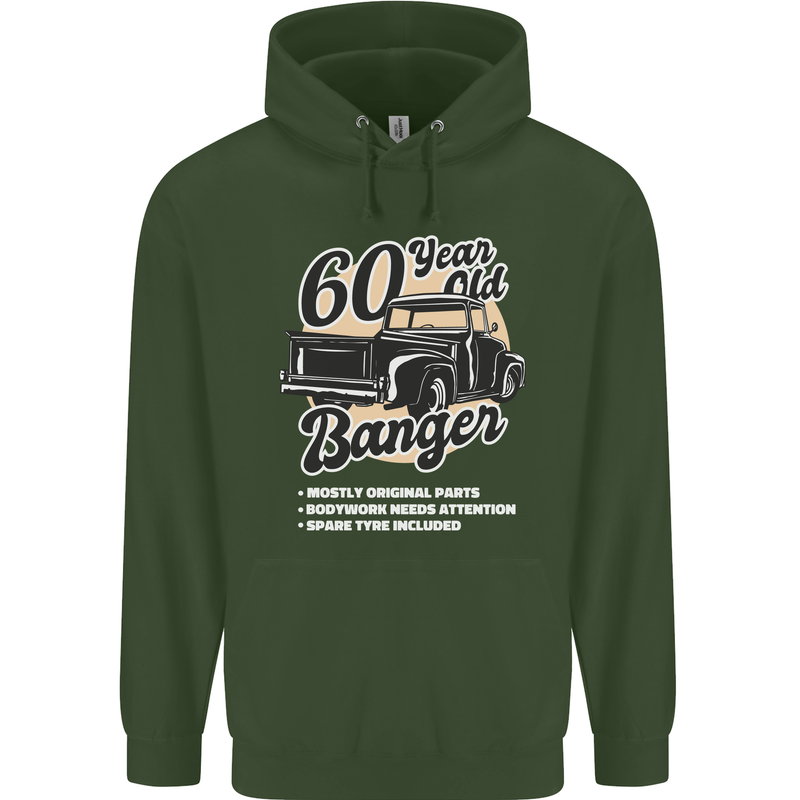 60 Year Old Banger Birthday 60th Year Old Mens 80% Cotton Hoodie Forest Green