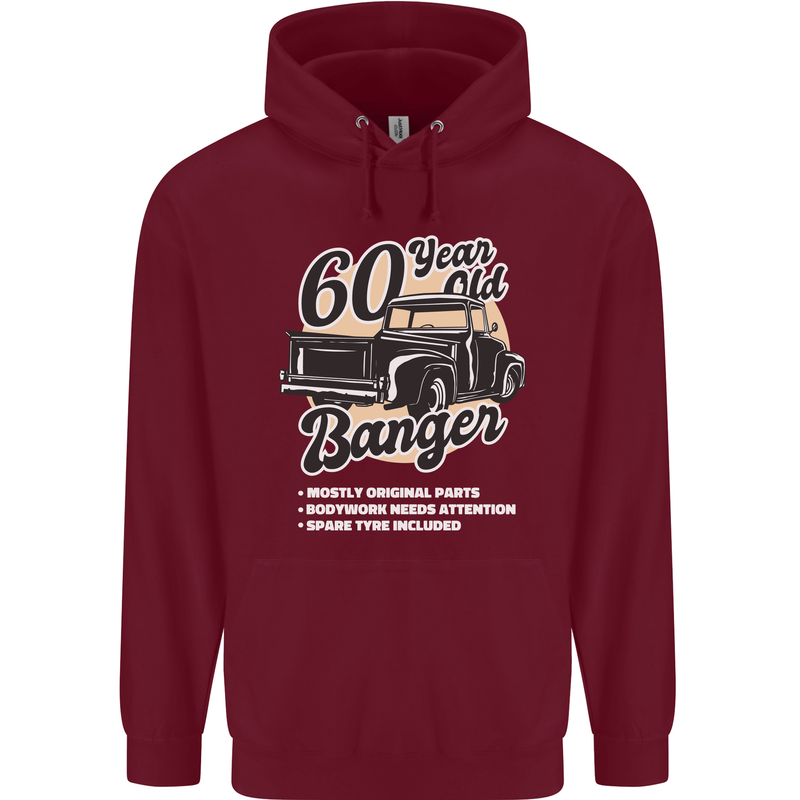 60 Year Old Banger Birthday 60th Year Old Mens 80% Cotton Hoodie Maroon