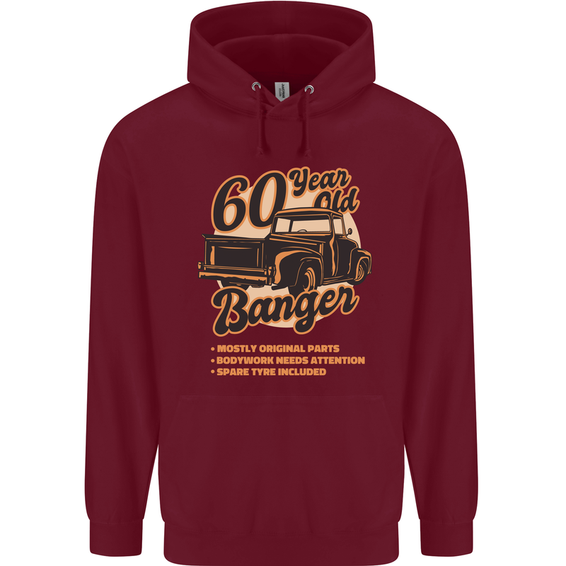 60 Year Old Banger Birthday 60th Year Old Mens 80% Cotton Hoodie Maroon