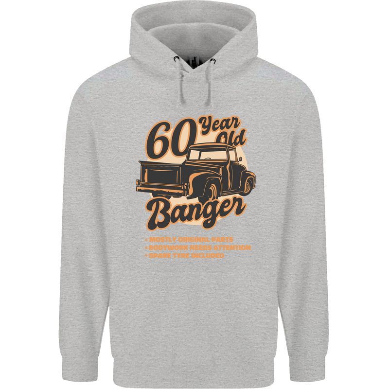 60 Year Old Banger Birthday 60th Year Old Mens 80% Cotton Hoodie Sports Grey