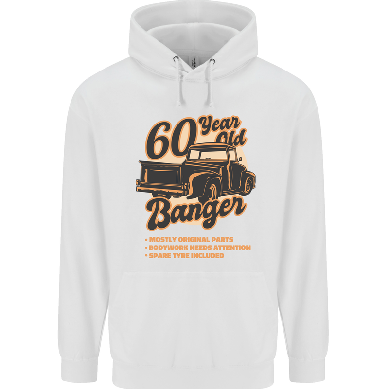 60 Year Old Banger Birthday 60th Year Old Mens 80% Cotton Hoodie White
