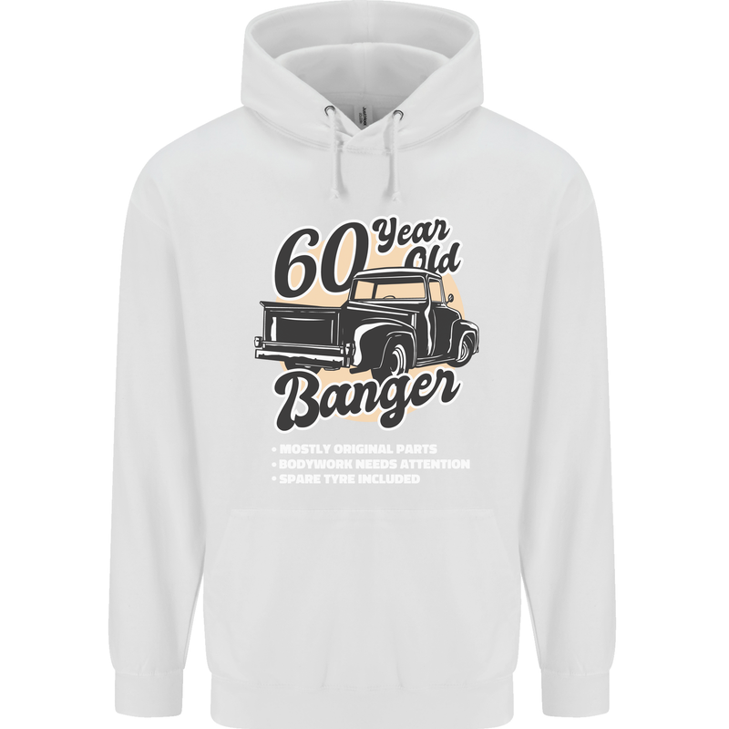 60 Year Old Banger Birthday 60th Year Old Mens 80% Cotton Hoodie White