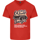 60 Year Old Banger Birthday 60th Year Old Mens V-Neck Cotton T-Shirt Red