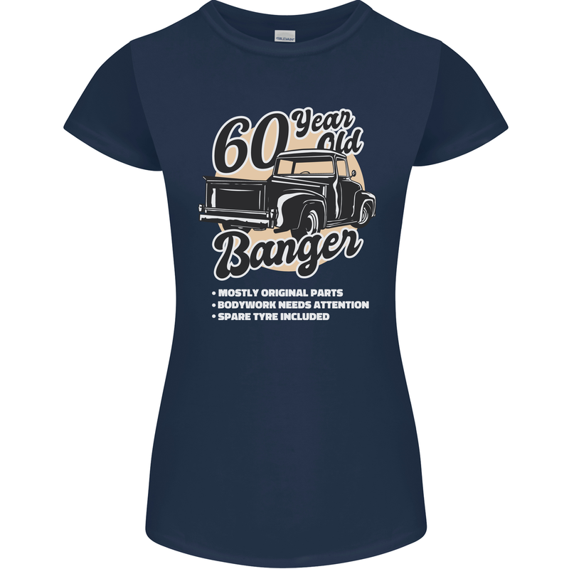 60 Year Old Banger Birthday 60th Year Old Womens Petite Cut T-Shirt Navy Blue
