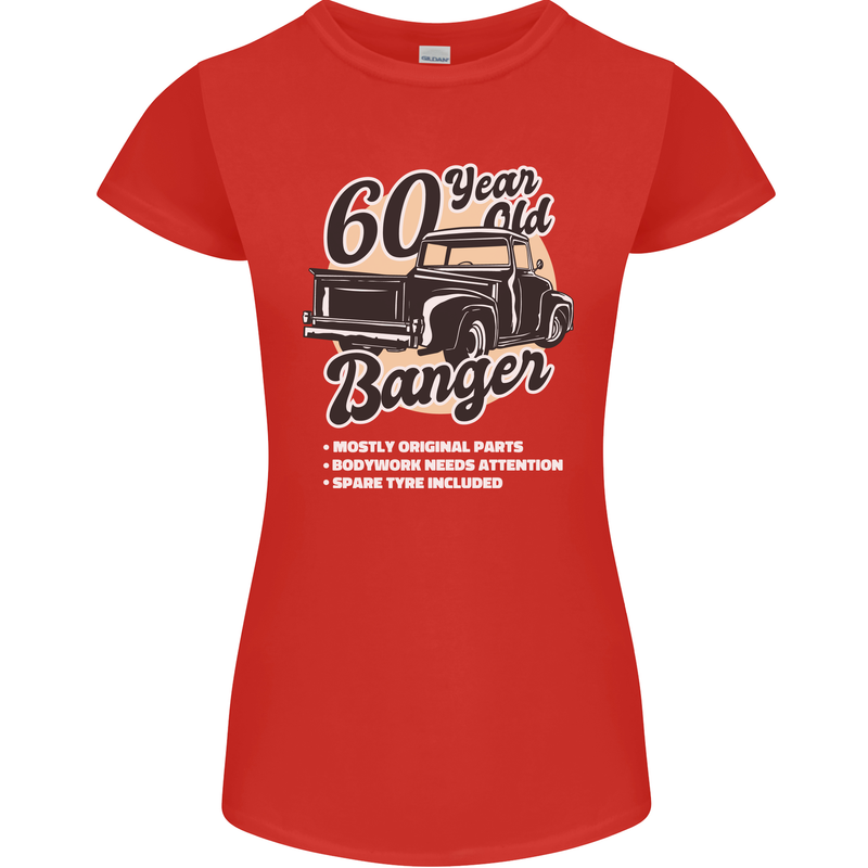 60 Year Old Banger Birthday 60th Year Old Womens Petite Cut T-Shirt Red