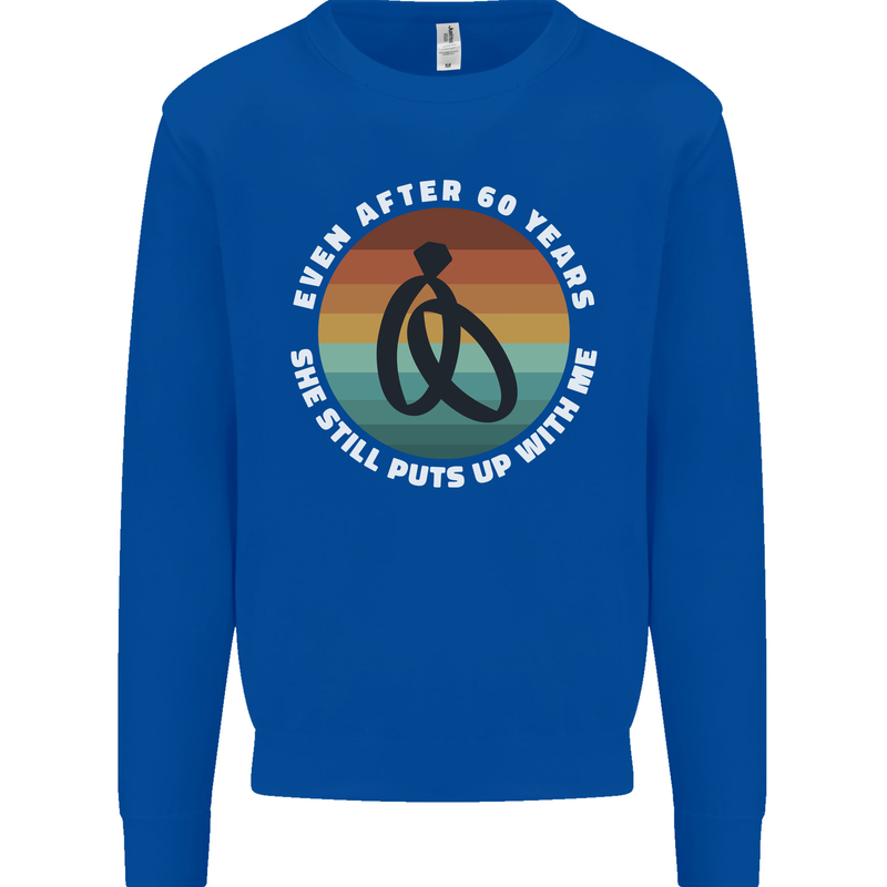 60 Year Wedding Anniversary 60th Marriage Mens Sweatshirt Jumper Royal Blue