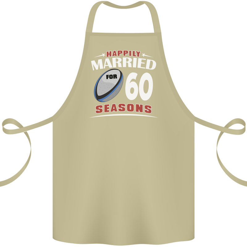 60 Year Wedding Anniversary 60th Rugby Cotton Apron 100% Organic Khaki