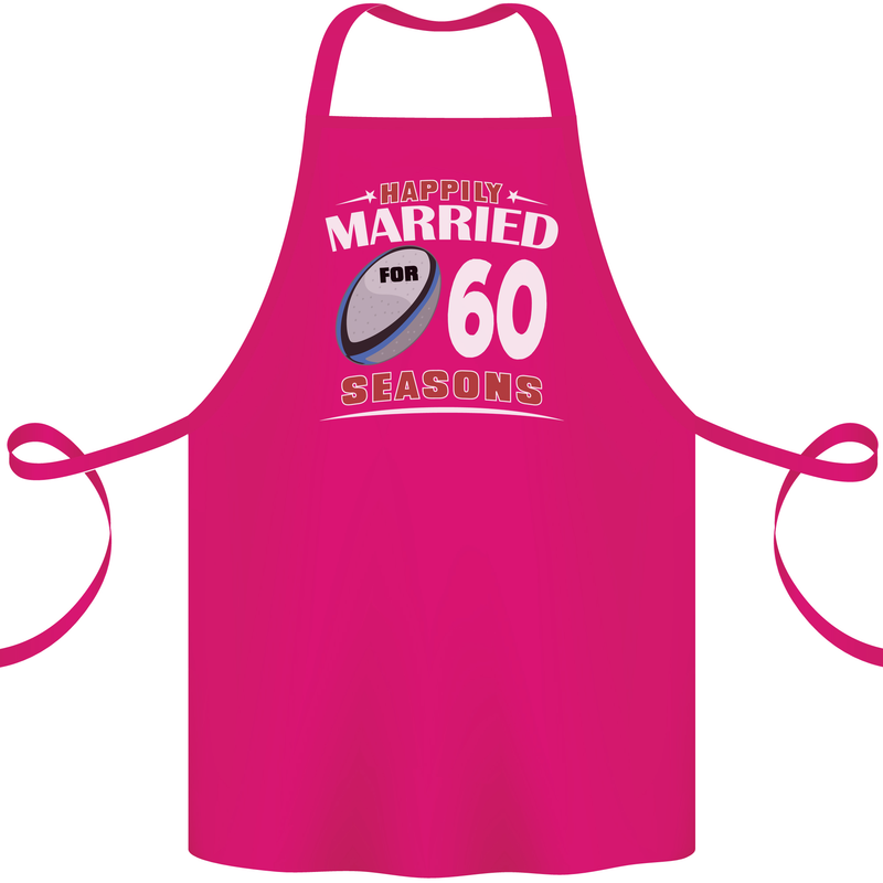 60 Year Wedding Anniversary 60th Rugby Cotton Apron 100% Organic Pink