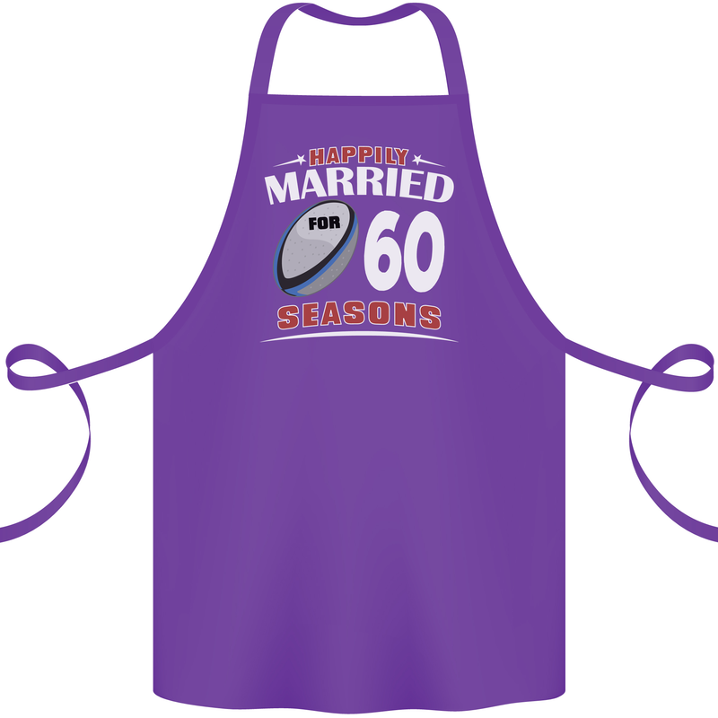 60 Year Wedding Anniversary 60th Rugby Cotton Apron 100% Organic Purple