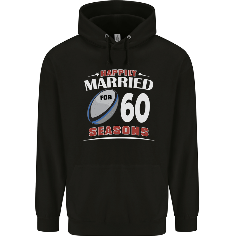 60 Year Wedding Anniversary 60th Rugby Mens 80% Cotton Hoodie Black