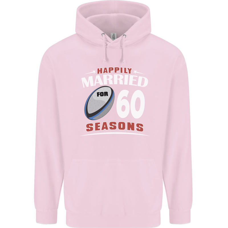 60 Year Wedding Anniversary 60th Rugby Mens 80% Cotton Hoodie Light Pink