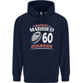 60 Year Wedding Anniversary 60th Rugby Mens 80% Cotton Hoodie Navy Blue