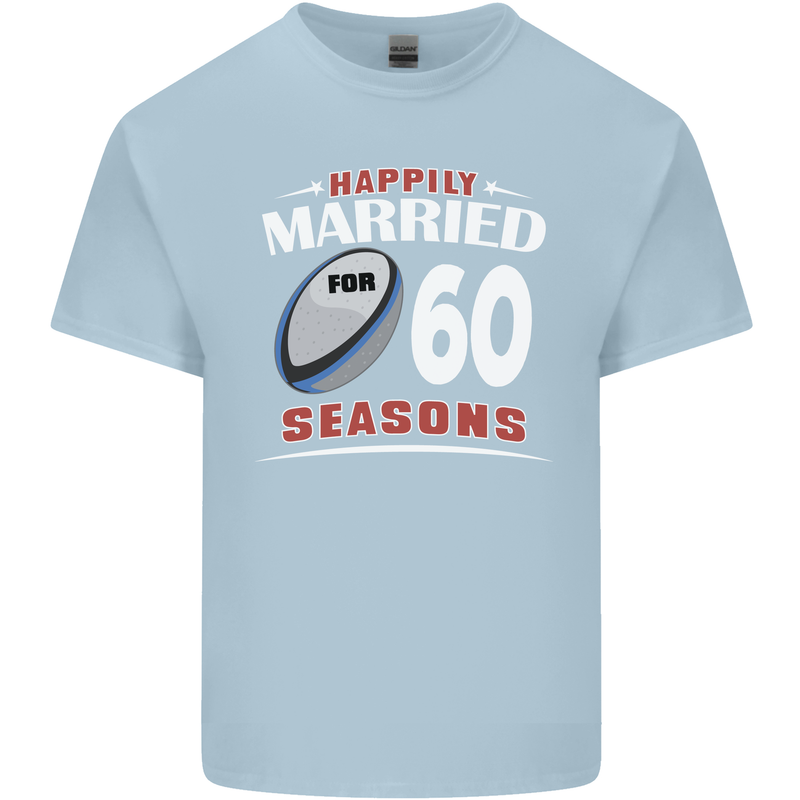 60 Year Wedding Anniversary 60th Rugby Mens Cotton T-Shirt Tee Top Light Blue