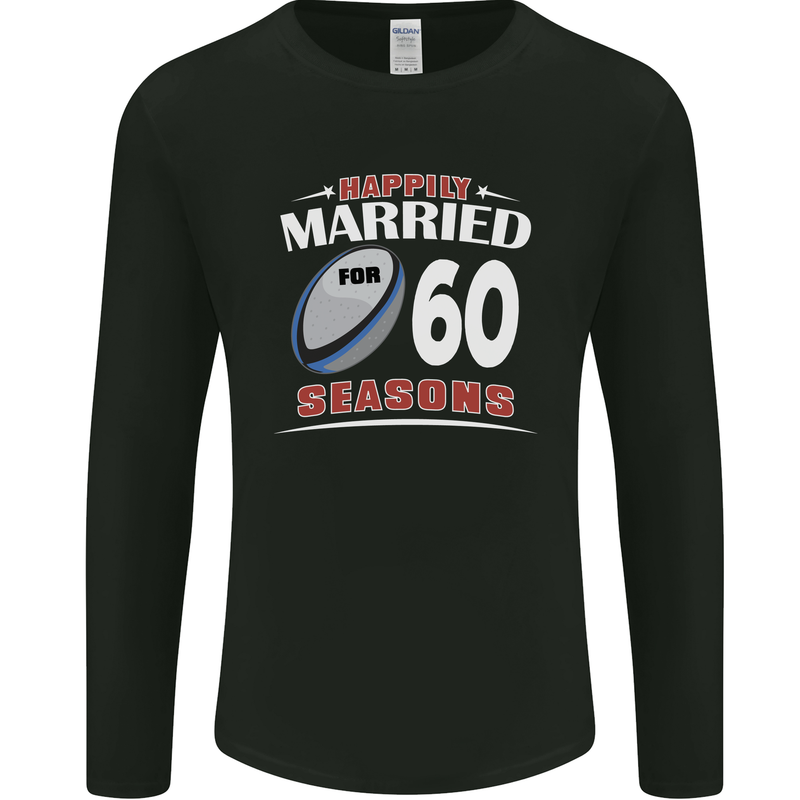 60 Year Wedding Anniversary 60th Rugby Mens Long Sleeve T-Shirt Black