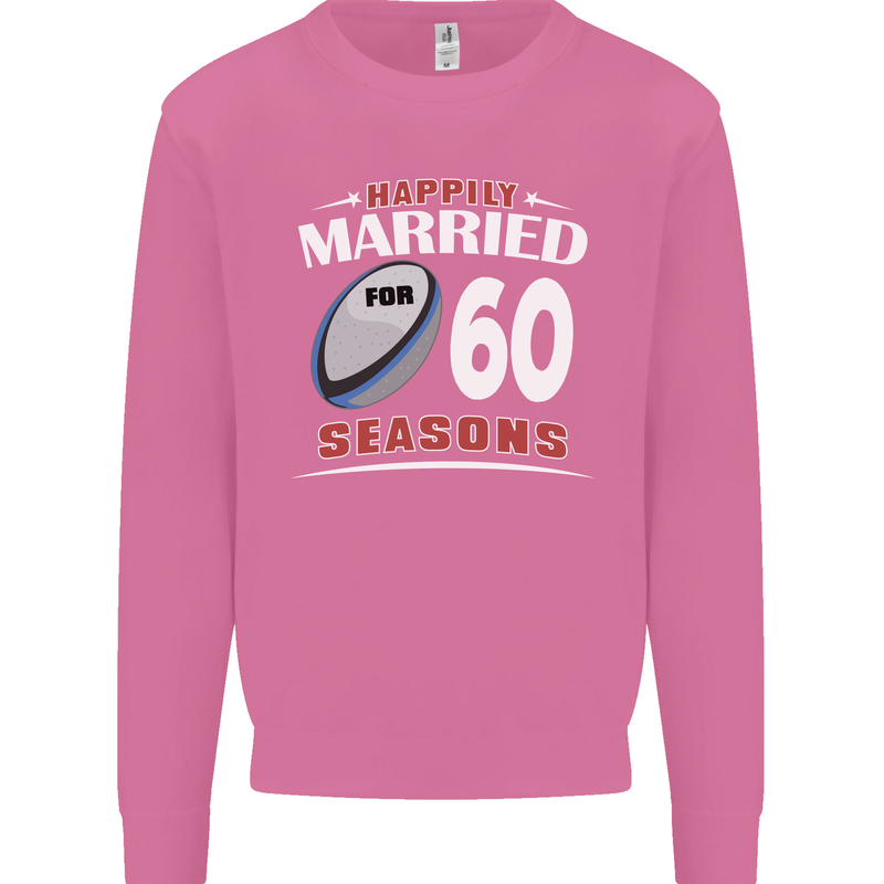 60 Year Wedding Anniversary 60th Rugby Mens Sweatshirt Jumper Azalea