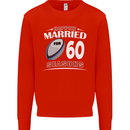 60 Year Wedding Anniversary 60th Rugby Mens Sweatshirt Jumper Bright Red