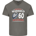 60 Year Wedding Anniversary 60th Rugby Mens V-Neck Cotton T-Shirt Charcoal