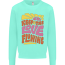 60s Keep the Love Flowing Funny Hippy Peace Kids Sweatshirt Jumper Peppermint