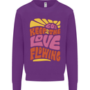 60s Keep the Love Flowing Funny Hippy Peace Kids Sweatshirt Jumper Purple
