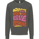 60s Keep the Love Flowing Funny Hippy Peace Kids Sweatshirt Jumper Storm Grey