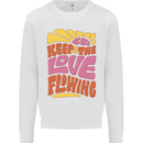 60s Keep the Love Flowing Funny Hippy Peace Kids Sweatshirt Jumper White
