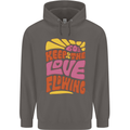 60s Keep the Love Flowing Funny Hippy Peace Mens 80% Cotton Hoodie Charcoal