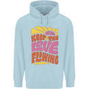 60s Keep the Love Flowing Funny Hippy Peace Mens 80% Cotton Hoodie Light Blue