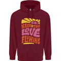 60s Keep the Love Flowing Funny Hippy Peace Mens 80% Cotton Hoodie Maroon