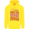 60s Keep the Love Flowing Funny Hippy Peace Mens 80% Cotton Hoodie Yellow