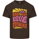 60s Keep the Love Flowing Funny Hippy Peace Mens Cotton T-Shirt Tee Top Dark Chocolate