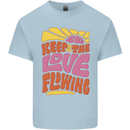 60s Keep the Love Flowing Funny Hippy Peace Mens Cotton T-Shirt Tee Top Light Blue