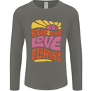 60s Keep the Love Flowing Funny Hippy Peace Mens Long Sleeve T-Shirt Charcoal