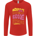 60s Keep the Love Flowing Funny Hippy Peace Mens Long Sleeve T-Shirt Red