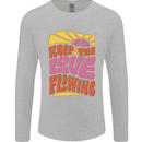 60s Keep the Love Flowing Funny Hippy Peace Mens Long Sleeve T-Shirt Sports Grey