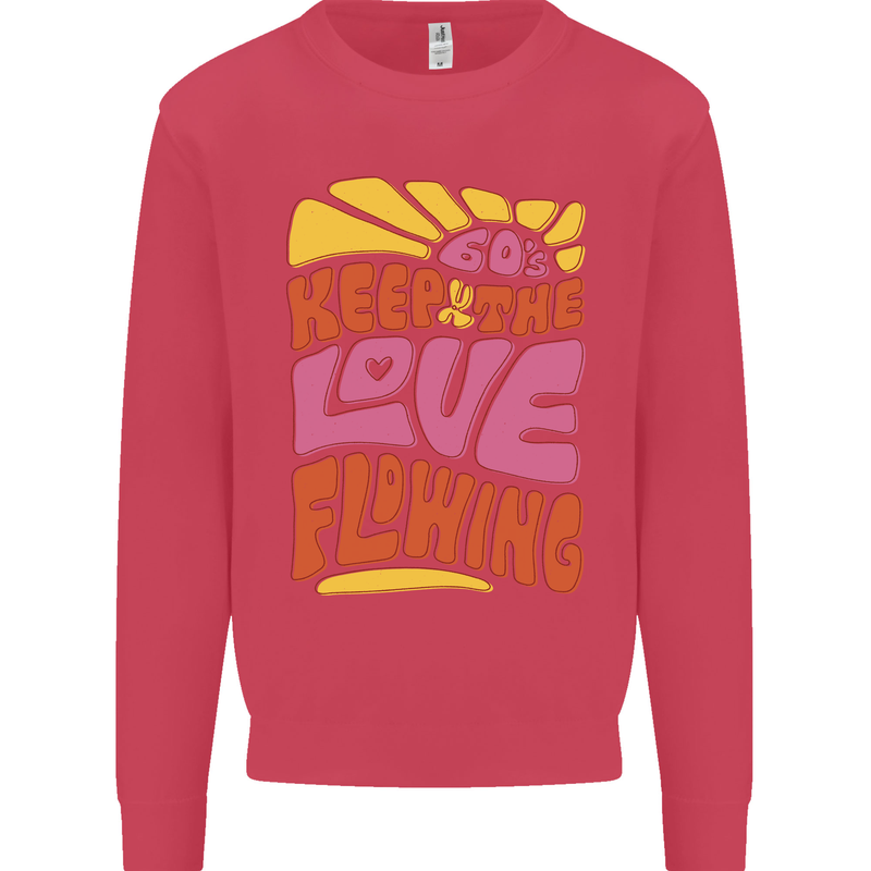 60s Keep the Love Flowing Funny Hippy Peace Mens Sweatshirt Jumper Heliconia