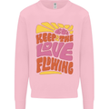 60s Keep the Love Flowing Funny Hippy Peace Mens Sweatshirt Jumper Light Pink