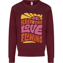 60s Keep the Love Flowing Funny Hippy Peace Mens Sweatshirt Jumper Maroon