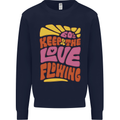 60s Keep the Love Flowing Funny Hippy Peace Mens Sweatshirt Jumper Navy Blue