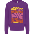 60s Keep the Love Flowing Funny Hippy Peace Mens Sweatshirt Jumper Purple