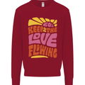 60s Keep the Love Flowing Funny Hippy Peace Mens Sweatshirt Jumper Red