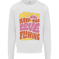 60s Keep the Love Flowing Funny Hippy Peace Mens Sweatshirt Jumper White