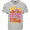 60s Keep the Love Flowing Funny Hippy Peace Mens V-Neck Cotton T-Shirt Sports Grey