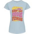60s Keep the Love Flowing Funny Hippy Peace Womens Petite Cut T-Shirt Light Blue