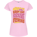 60s Keep the Love Flowing Funny Hippy Peace Womens Petite Cut T-Shirt Light Pink