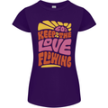 60s Keep the Love Flowing Funny Hippy Peace Womens Petite Cut T-Shirt Purple